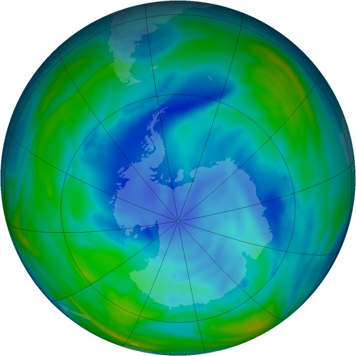 Antarctic ozone map for 06 August 2006